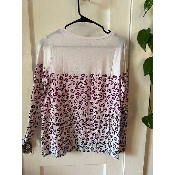 Loft outlet women’s size medium purple cheetah print white long sleeve - Picture 6 of 8